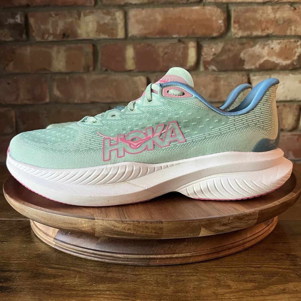 Hoka One One Mach 6 Womens 9.5 Jadeite Blue Cushioned Running Sneakers Shoes